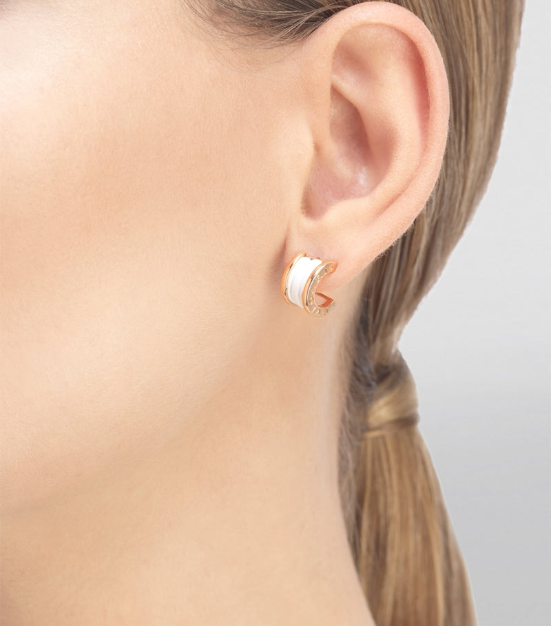Bvlgari B.zero1 rose gold ceramic earrings, UK version