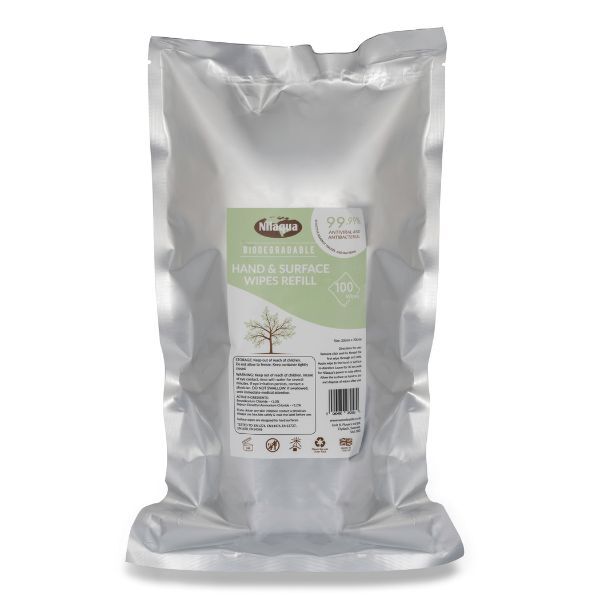 Nilaqua hand and surface disinfectant wipes refill 100 wipes - British product