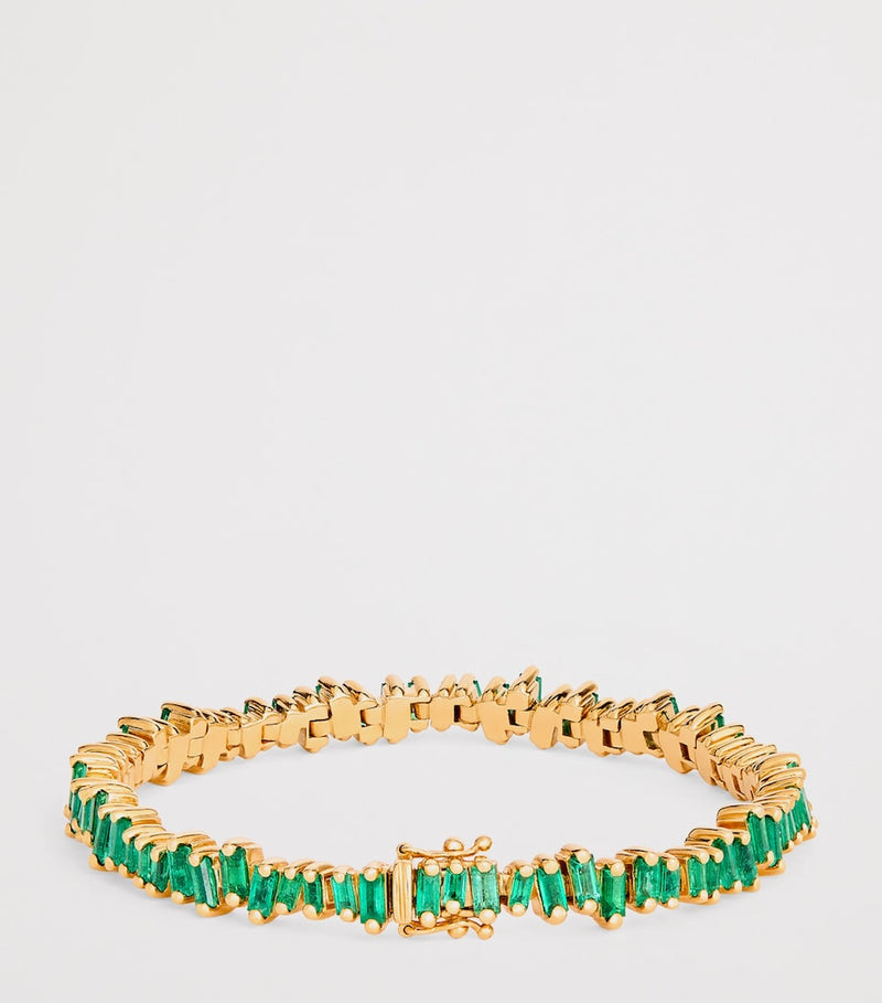 Suzanne Kalan yellow gold emerald tennis bracelet, UK version