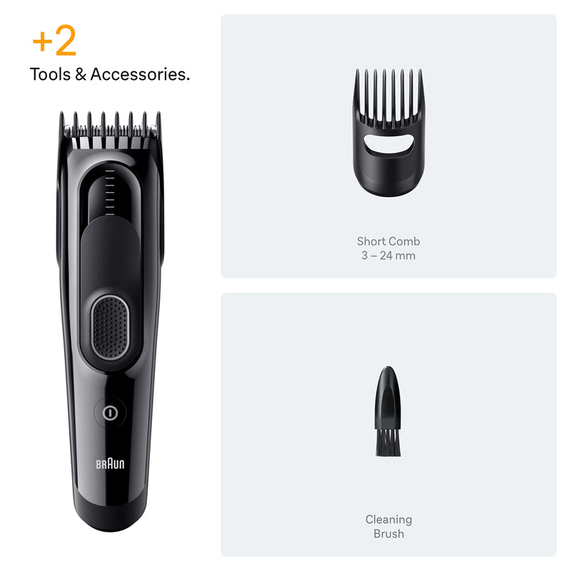 Braun hair clipper HC5510 black with accessories, UK version