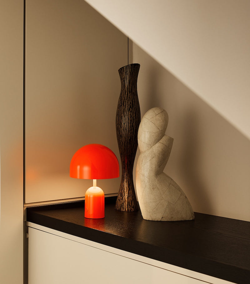 Tom Dixon portable bell table lamp with dimmable LED, 28cm height (British brand)