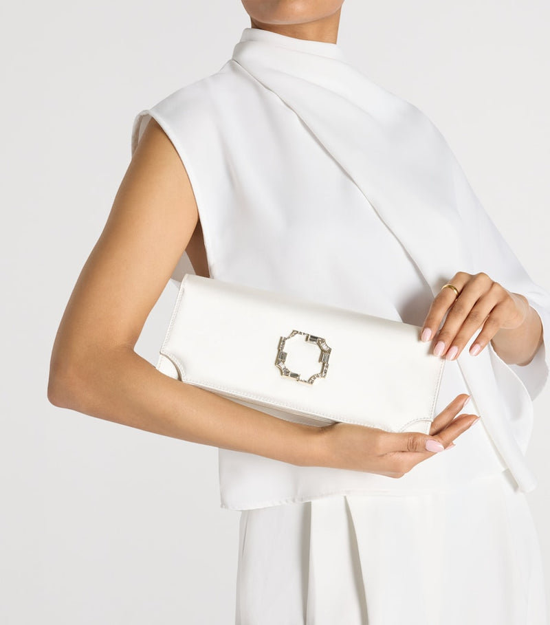 Malone Souliers satin Vivien clutch bag with crystal embellishments - British product