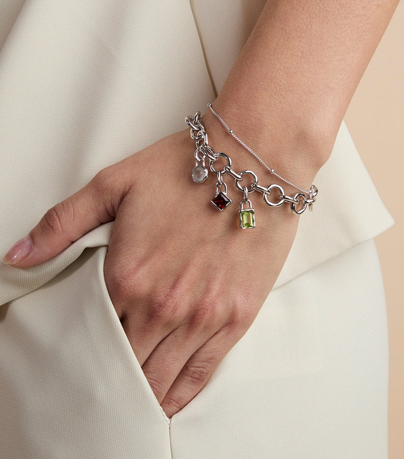 Astrid & Miyu August birthstone charm rhodium-plated sterling silver (British brand)