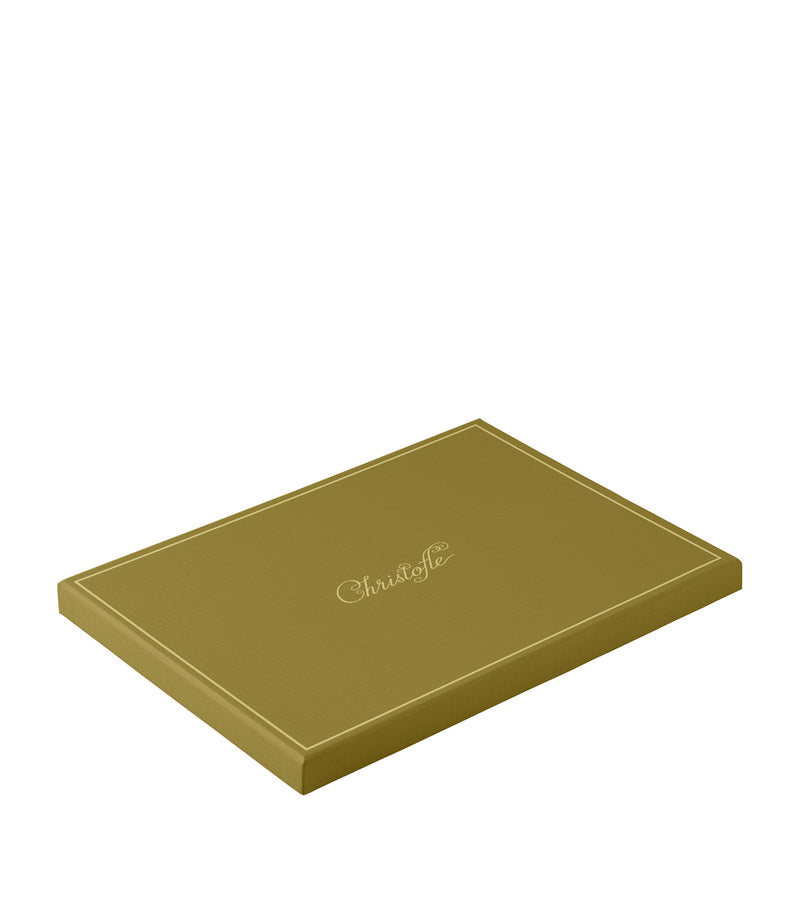 Christofle leather-trim rectangular tray with hammered dot effect 32cm - British product