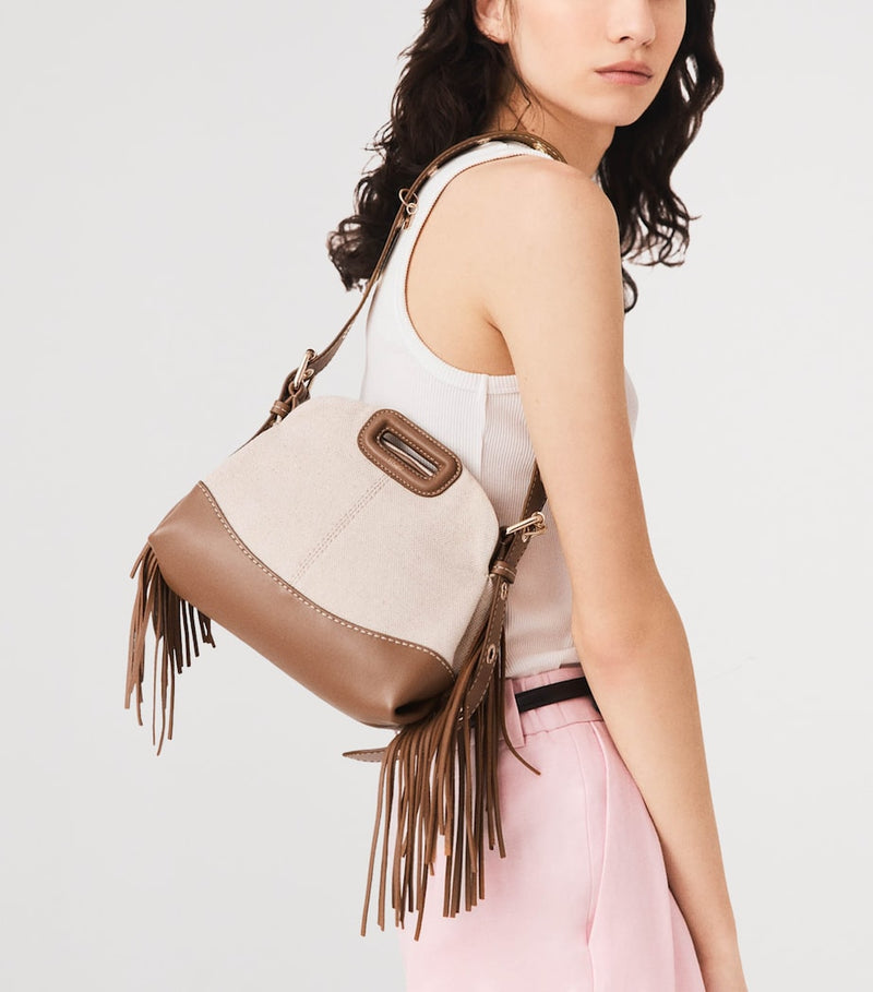 Maje small canvas Miss M shoulder bag, imported from the UK