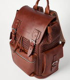 Brunello Cucinelli leather woven backpack with gold hardware - British product