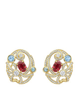 Harrods Boodles Yellow Gold, Diamond, Ruby and Sapphire Presence Chamber Palace Earrings- Buy online at McGrocer