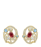 Harrods Boodles Yellow Gold, Diamond, Ruby and Sapphire Presence Chamber Palace Earrings- Buy online at McGrocer