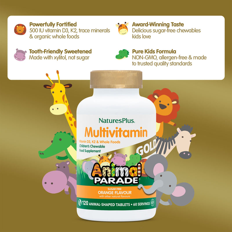 NaturesPlus Animal Parade multivitamin orange 120 chewables (British brand)