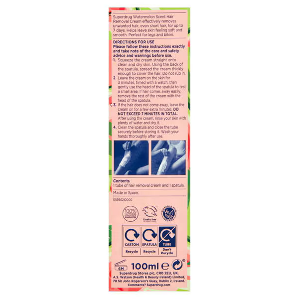 Superdrug watermelon hair removal cream 100ml (British brand)