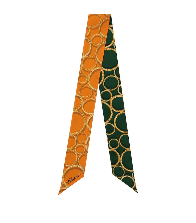 Chopard organic silk printed scarf, size 6cm x 105cm (British brand)