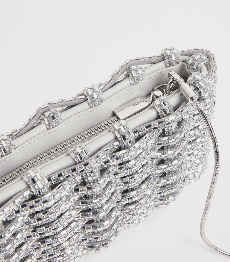Simkhai woven beaded clutch bag, UK version