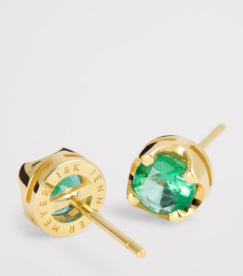 Jennifer Meyer medium yellow gold emerald stud earrings, UK version