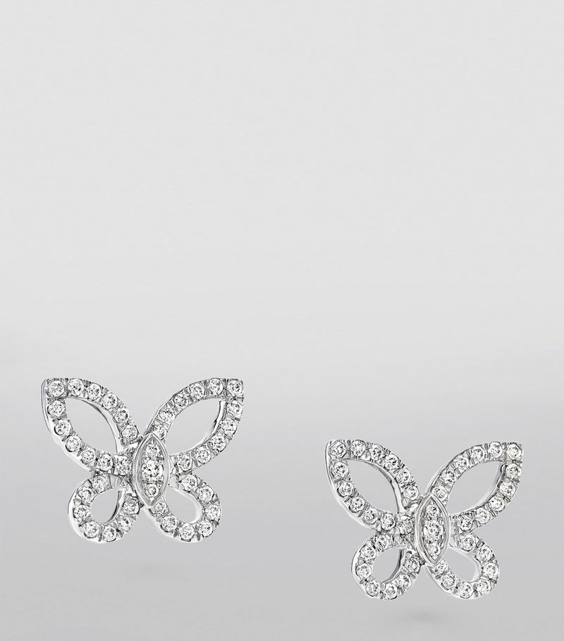 Graff butterfly diamond earrings 18kt white gold, imported from the UK