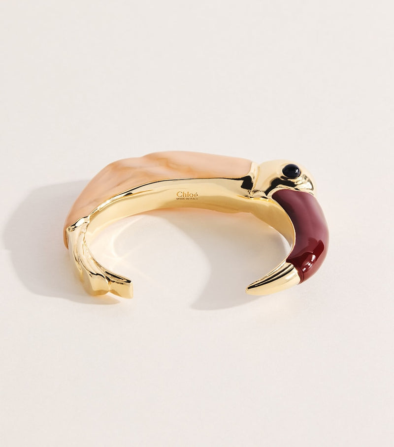 Chloé Toucan cuff bracelet Tropicus resin brass, UK version