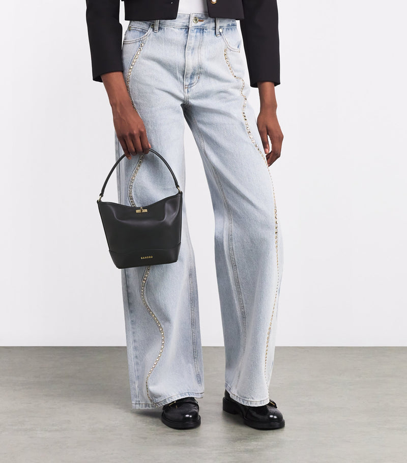Sandro Paris small leather bucket bag, UK version