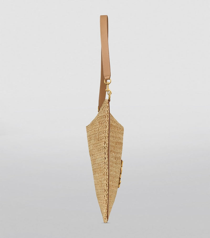 Saint Laurent raffia crochet shoulder bag with gold hardware (British brand)