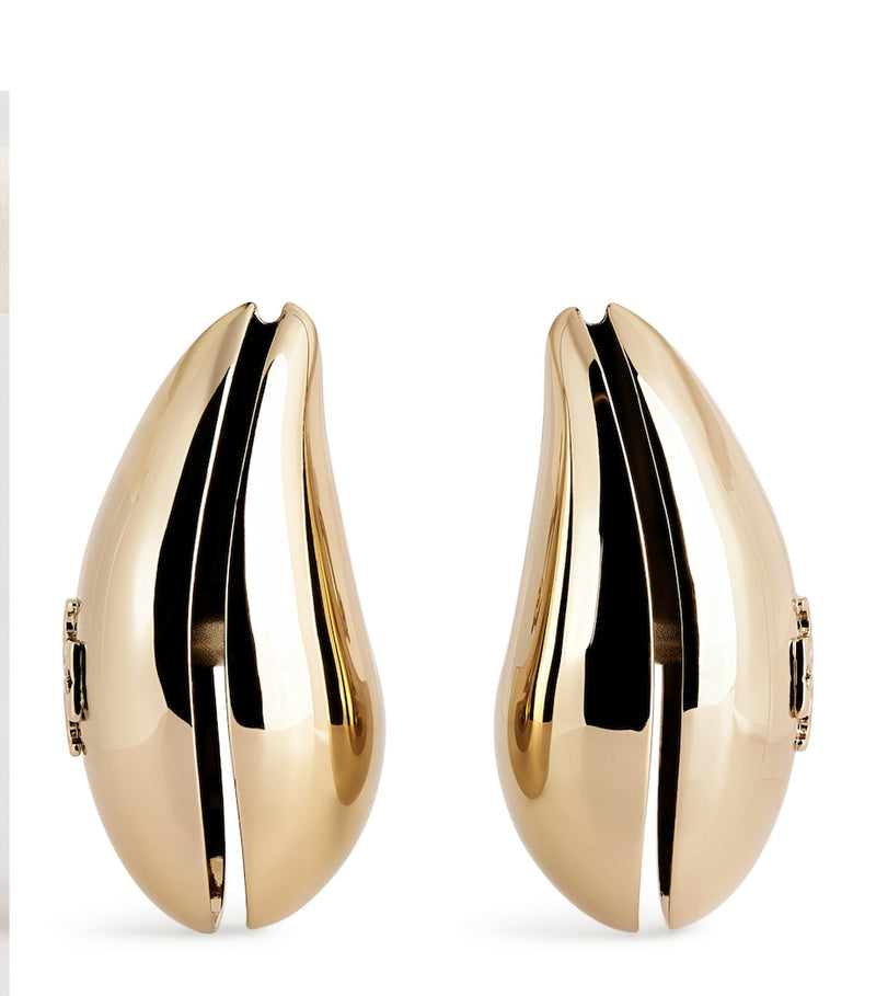 Tory Burch Wave earrings gold plated brass, UK version