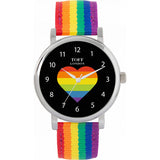 Superdrug Toff London Black 38mm Pride Rainbow Heart Arabic Numerals Watch- Buy online at McGrocer