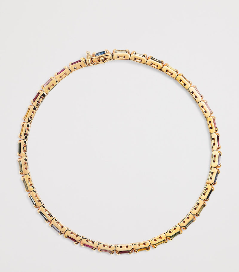 Suzanne Kalan rose gold rainbow sapphire tennis bracelet (British brand)