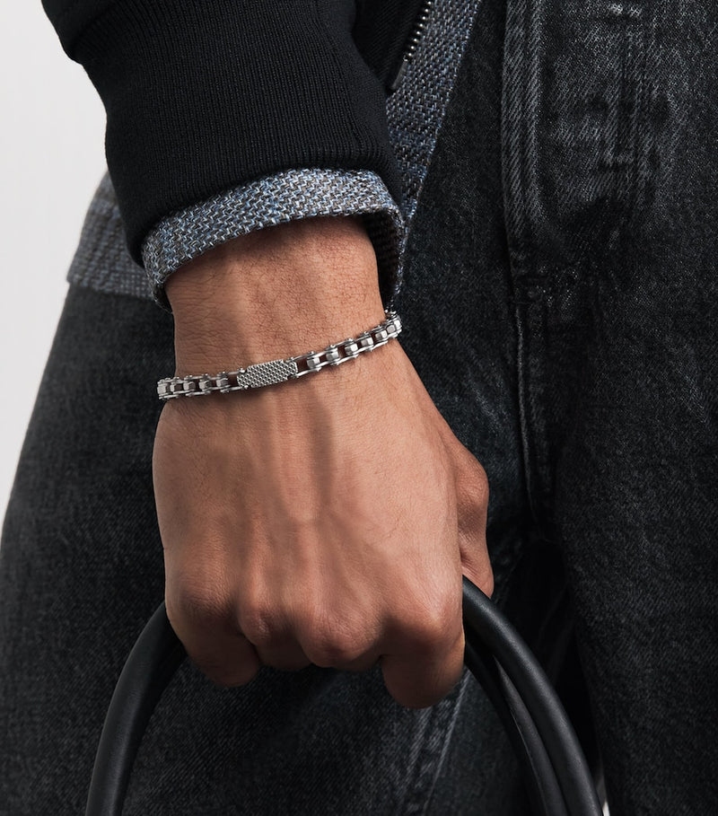 Tateossian Bici chain bracelet brushed stainless steel (British brand)