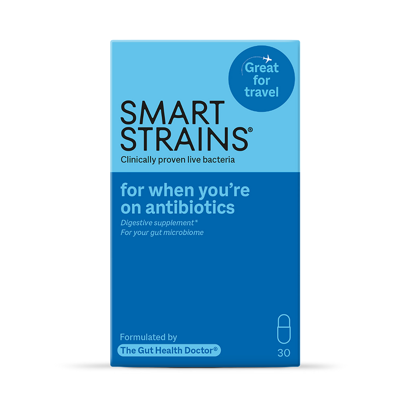 Smart Strains probiotic supplement for antibiotics and travel 30 capsules, UK version