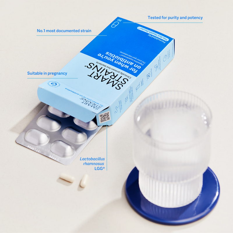 Smart Strains probiotic supplement for antibiotics and travel 30 capsules, UK version