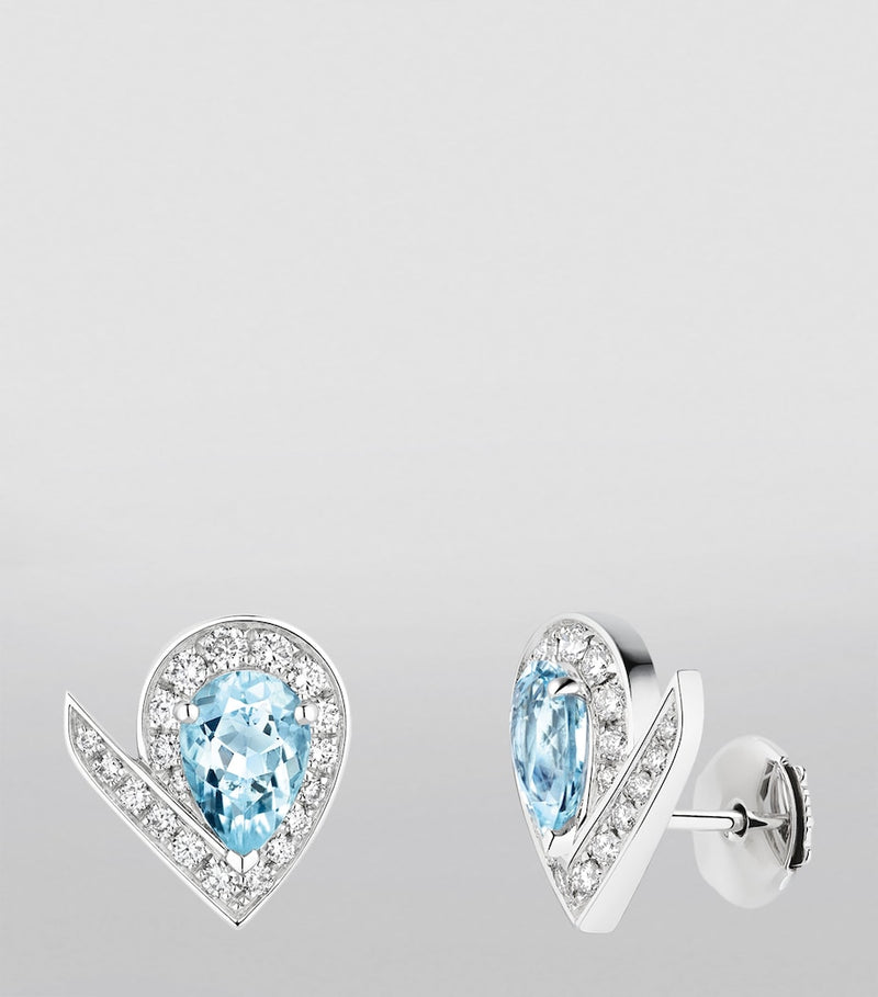 Chaumet Joséphine Aigrette stud earrings white gold aquamarine diamonds (British brand)