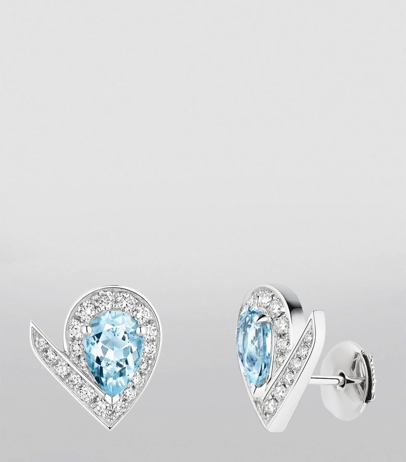 Chaumet Joséphine Aigrette stud earrings white gold aquamarine diamonds (British brand)