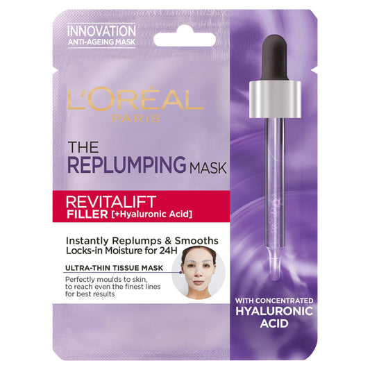 L'Oreal Paris Revitalift Filler Hyaluronic Acid Tissue Mask 30g face & body skincare Sainsburys   