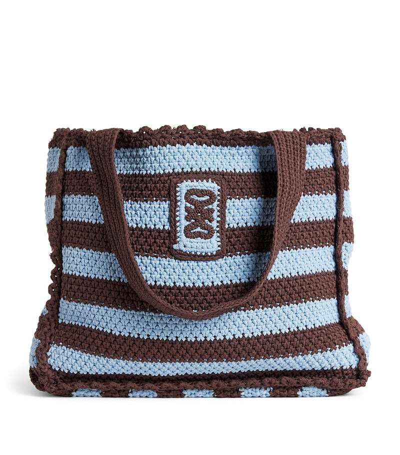 Sandro Paris crochet striped tote bag, imported from the UK