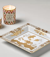 Harrods Porcelain Change Tray with Hand-Painted Gold Florals - Large Size- Buy online at McGrocer
