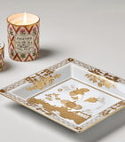 GINORI porcelain change tray with hand-painted gold florals, UK version