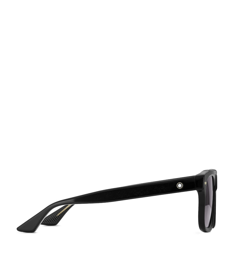 Montblanc rectangular sunglasses black acetate frames grey lenses, UK version