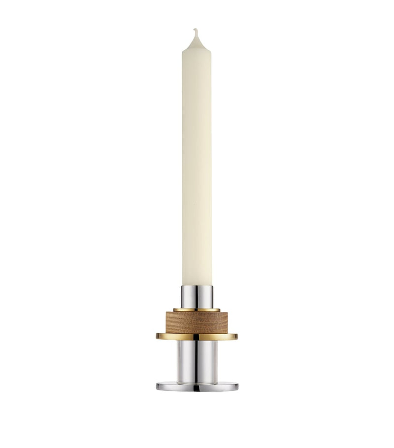 Christofle Myriade small candlestick holder in stainless steel, UK version