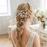 Livingandhome bridal hair comb set rose-gold - British product