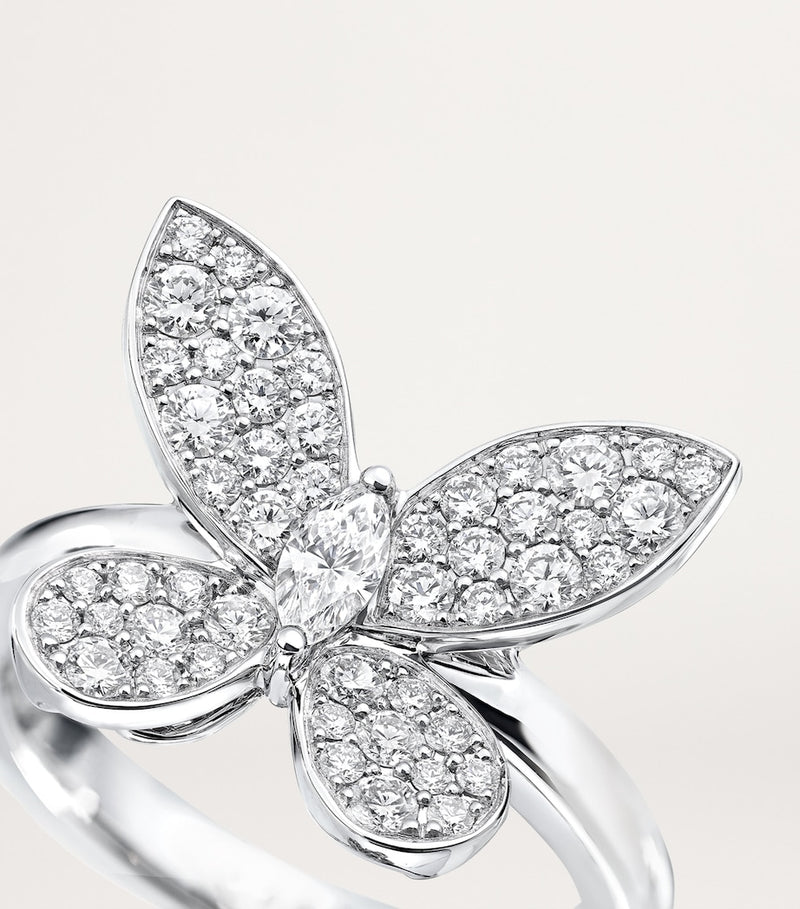 Graff white gold diamond butterfly ring, imported from the UK