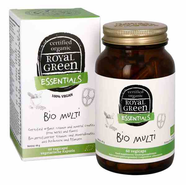 Royal Green organic multivitamin supplement Bio Multi 60 capsules, imported from the UK