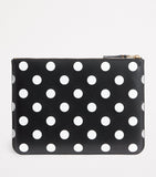 Comme Des Garçons large leather polka-dot zipped pouch, imported from the UK
