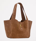 Saint Laurent Bea shoulder bag in suede with gold monogram (British brand)