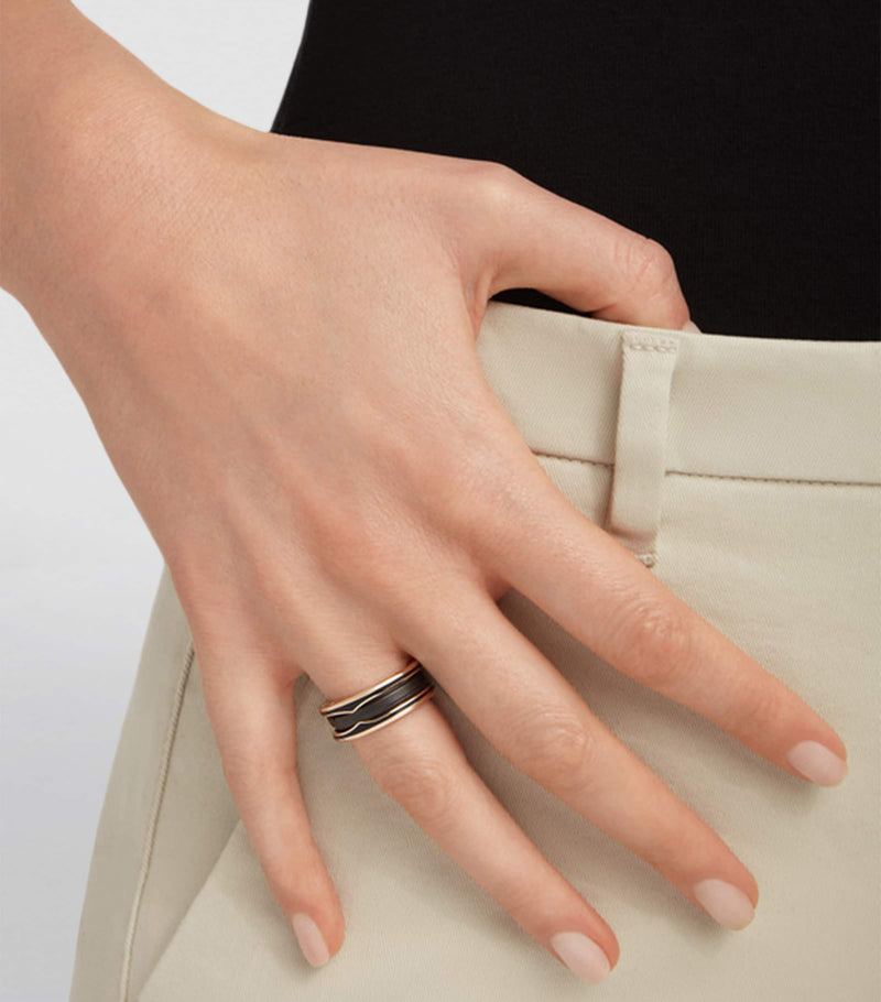 Bvlgari B.zero1 Two-Band Ring Rose Gold Black Ceramic (British brand)