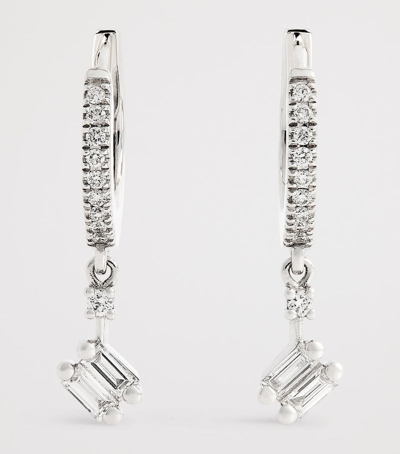 Suzanne Kalan white gold diamond drop earrings, imported from the UK