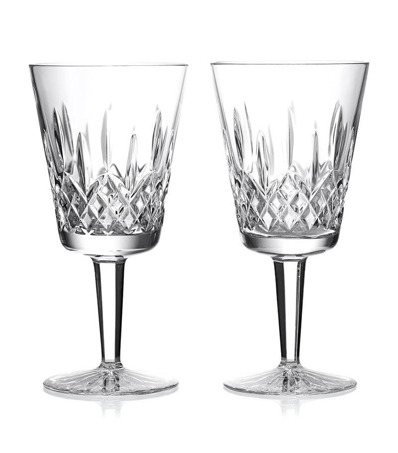 Waterford Lismore crystal goblets large 410ml set of 2 (British brand)