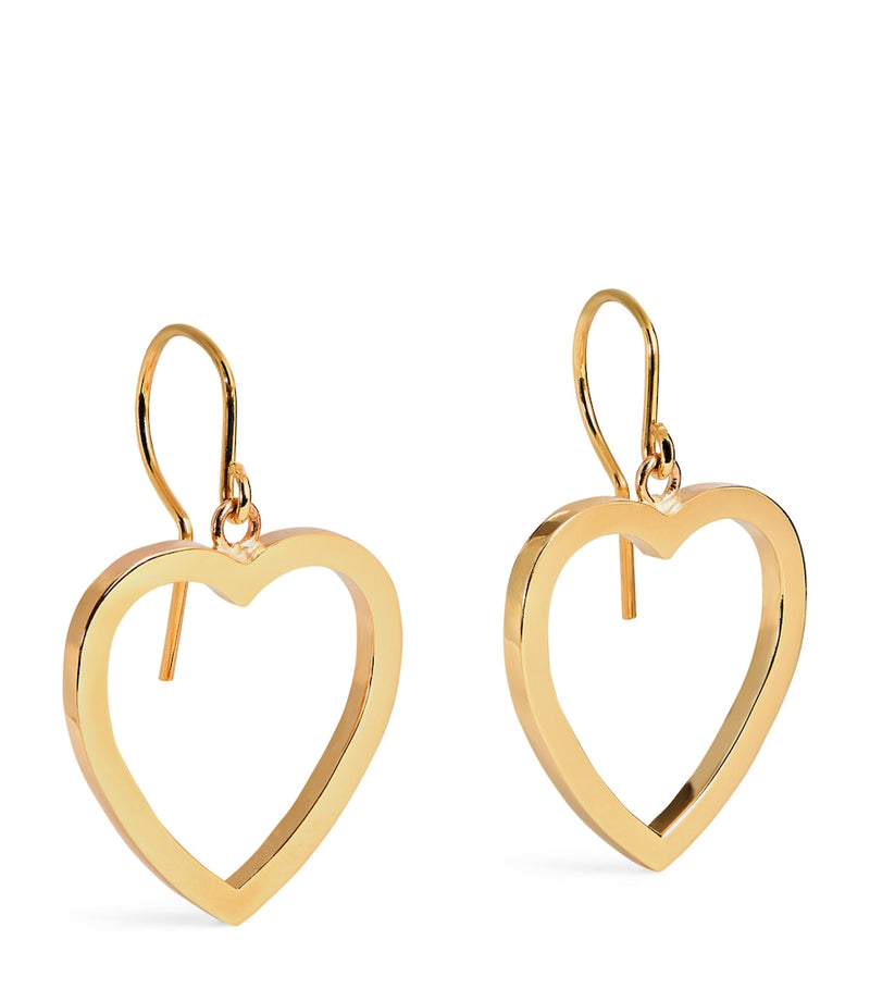 Jennifer Meyer large open heart drop earrings in yellow gold, UK version