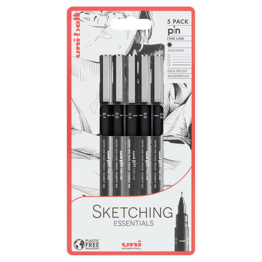 uni-ball 5 Pin Fine Line Sketching Essentials Office Supplies ASDA