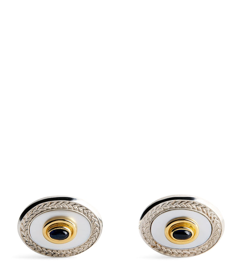 Deakin & Francis sterling silver cufflinks with gold wreath, UK version