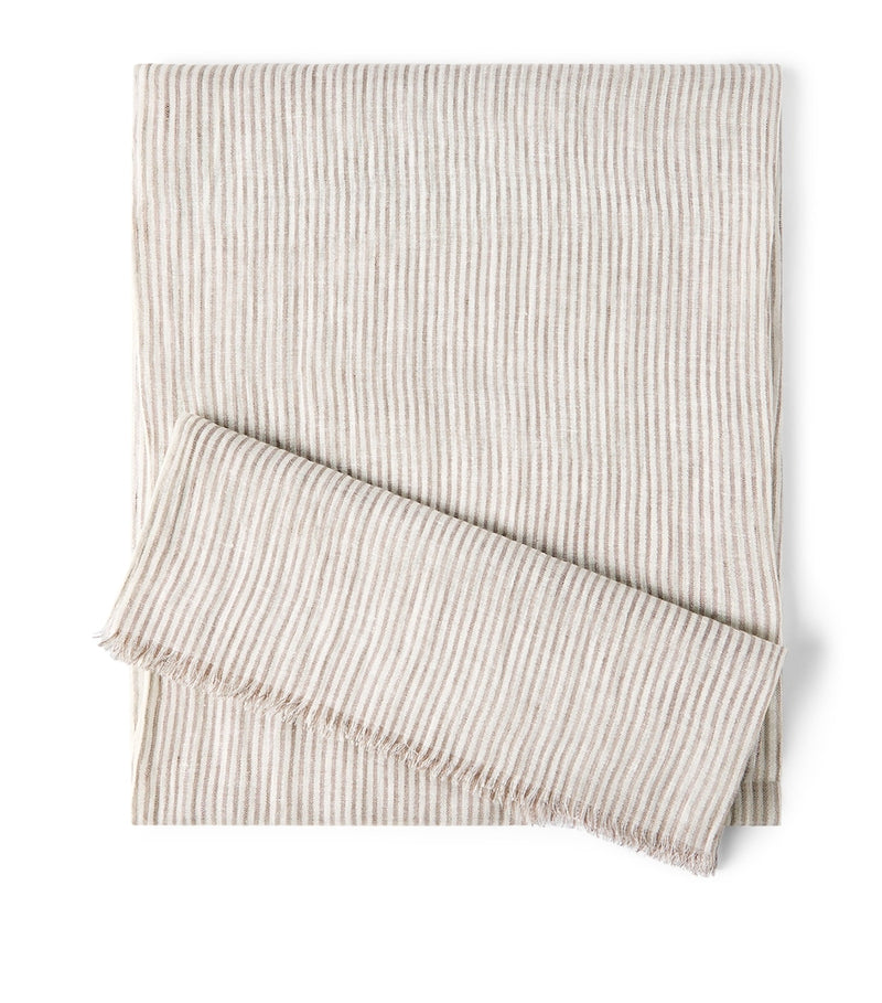 Brunello Cucinelli linen-blend striped scarf 75x220cm, UK version