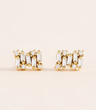 Suzanne Kalan Shimmer stud earrings baguette diamonds yellow gold, UK version