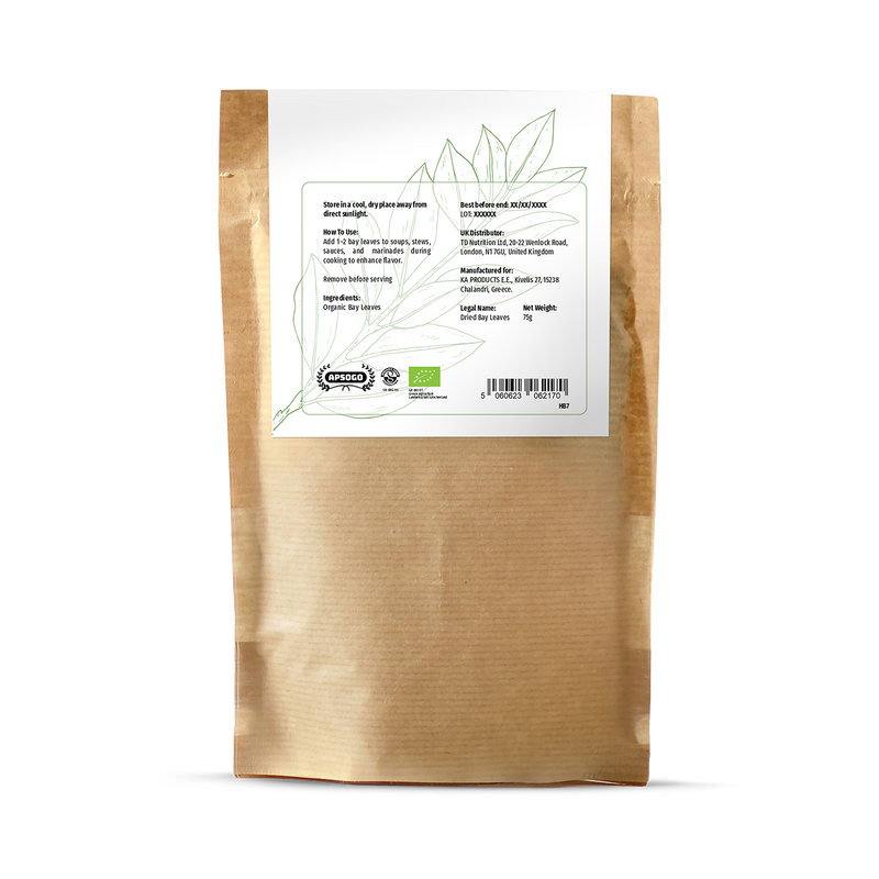 APSOGO organic dried bay leaves 75g (Laurus Nobilis), UK version