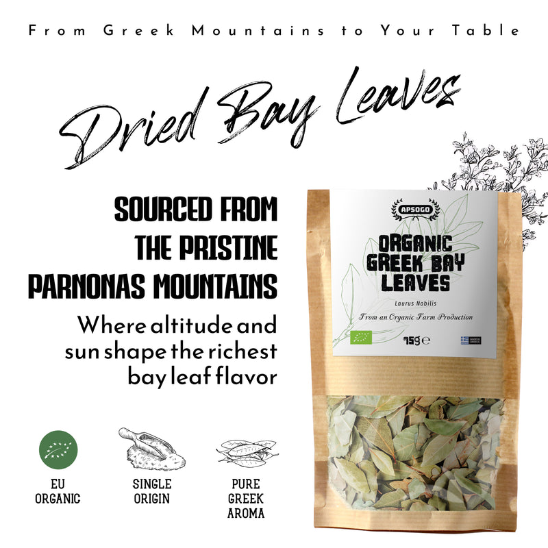 APSOGO organic dried bay leaves 75g (Laurus Nobilis), UK version